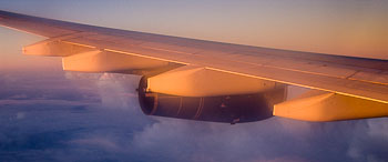Wing of the Airbus A340 that took us to Chile
